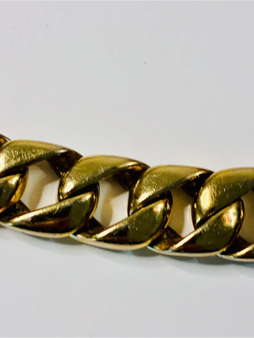 Men's Gold-Tone Cuban  Link Bracelet HEAVY 90g Stainless Steel Pre loved
